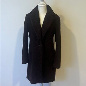 Ann Taylor Deep Purple Teddy Coat with Notched Lapel